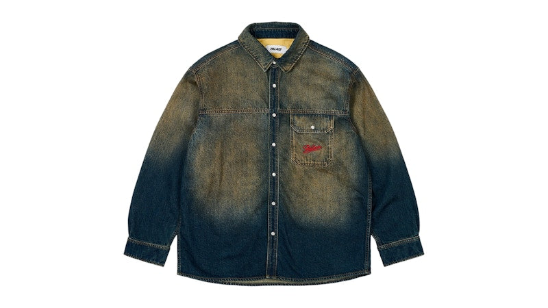 Palace Scripty Denim Shirt Sand Wash Indigo