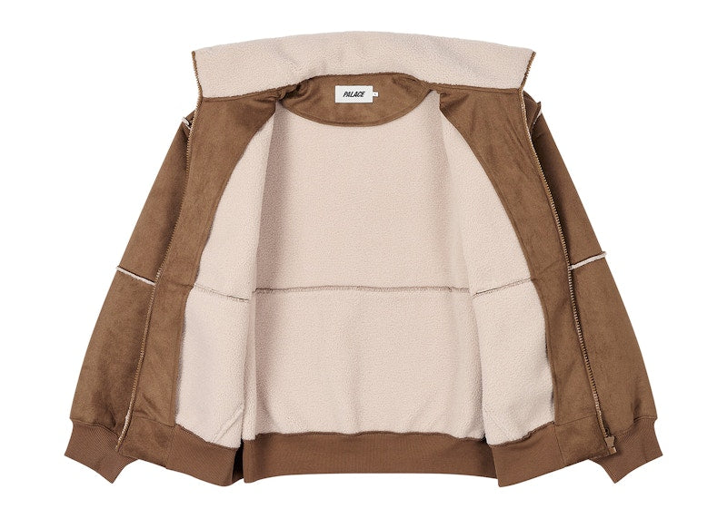 Palace Sherpa Faux Suede Funnel Caked Brown