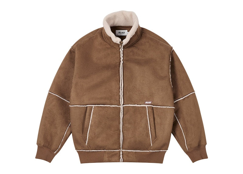 Palace Sherpa Faux Suede Funnel Caked Brown