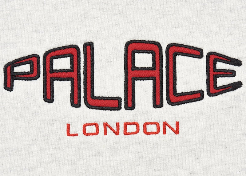 Palace Spaced Logo Drop Shoulder Hood Grey Marl
