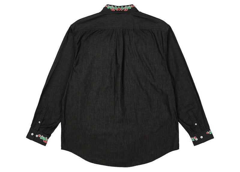 Palace Strawberry Embroidery Denim Shirt Black