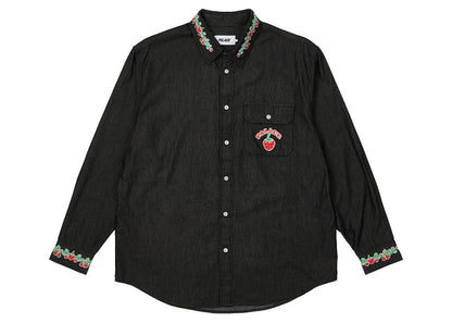 Palace Strawberry Embroidery Denim Shirt Black