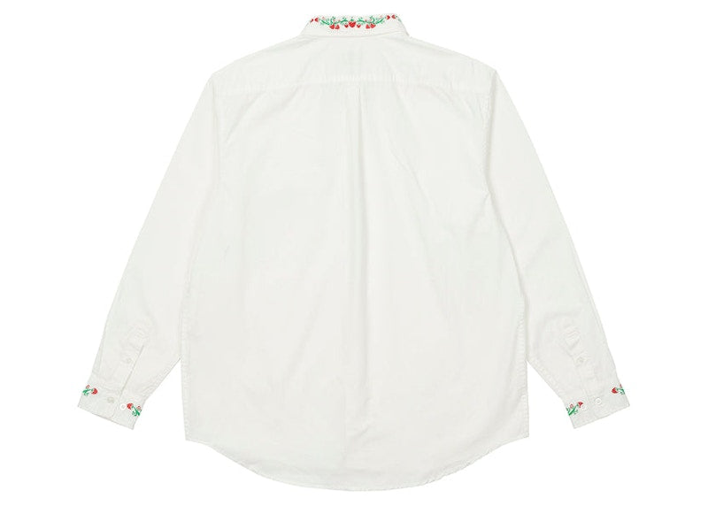 Palace Strawberry Embroidery Denim Shirt White
