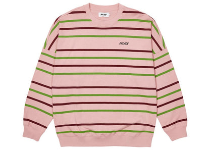 Palace Stripe Drop Shoulder Crew Pink