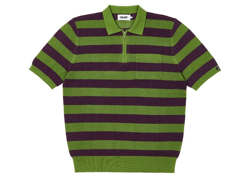 Palace Stripe Mesh Polo Green/Purple