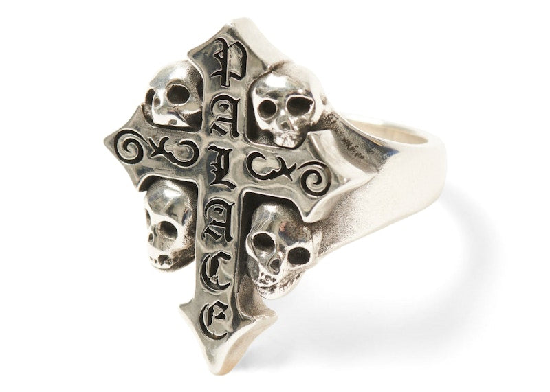 Palace TGF Skull Cross Ring Silver