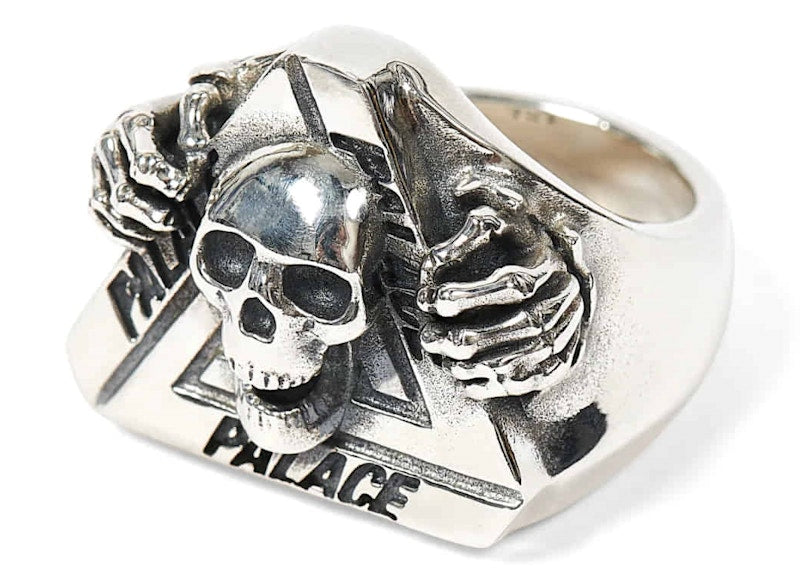 Palace TGF Tri-Skull Ring Silver