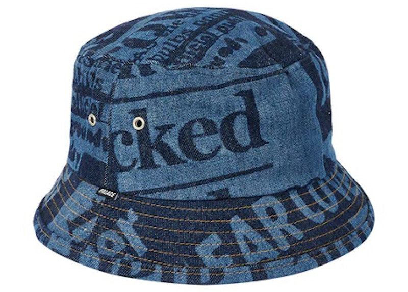 Palace Tabloid Denim Bucket Hat Blue