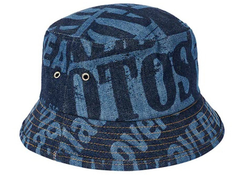 Palace Tabloid Denim Bucket Hat Blue