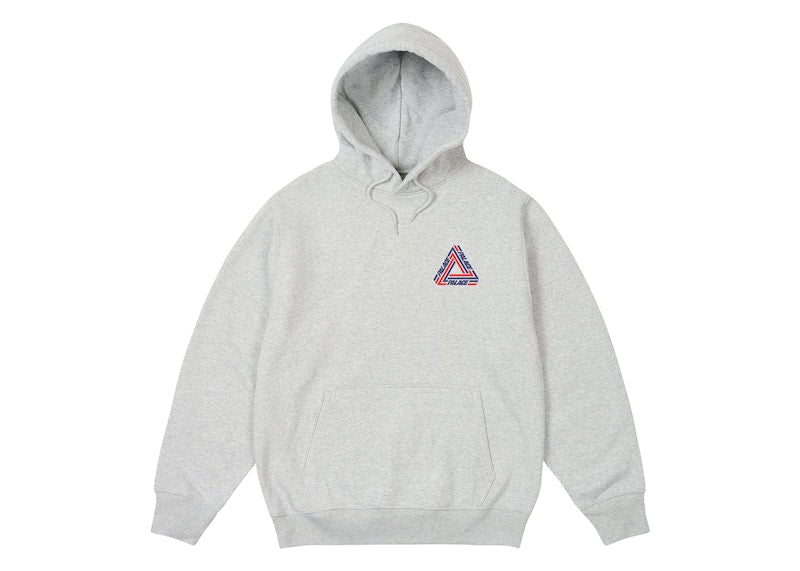 Palace Tri-Line Hood Grey Marl