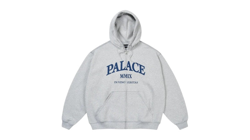 Palace Triple Stitch Veritas Zip Hood Grey Marl