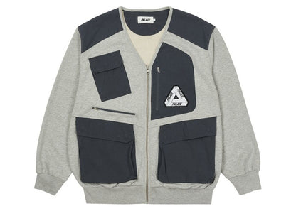 Palace Utility Zip Front Panel Sweat Grey Marl/Navy