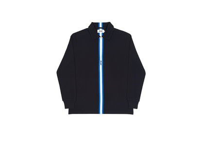 Palace Vertical Weave Zip Polo Black