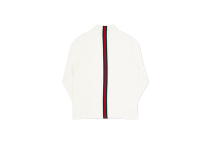 Palace Vertical Weave Zip Polo White