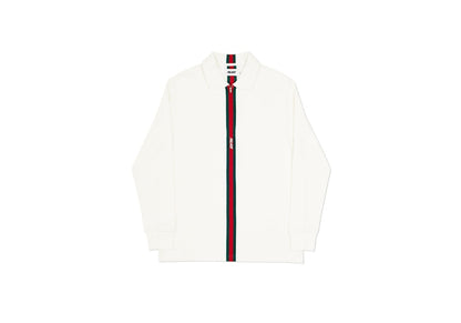 Palace Vertical Weave Zip Polo White