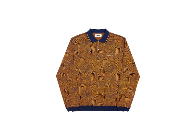 Palace Waved Polo Navy/Orange