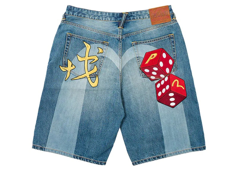 Palace x Evisu Long Denim Short Light Wash