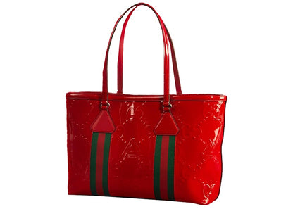 Palace x Gucci Embossed GG Jumbo Patent Leather Tote Bag Dark Red