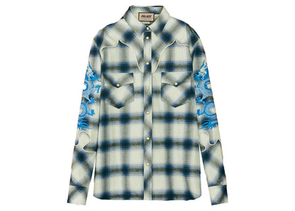 Palace x Gucci Embroidered Details Check Shirt Blue