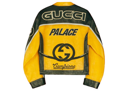Palace x Gucci Embroideries and Patches Leather Jacket Black