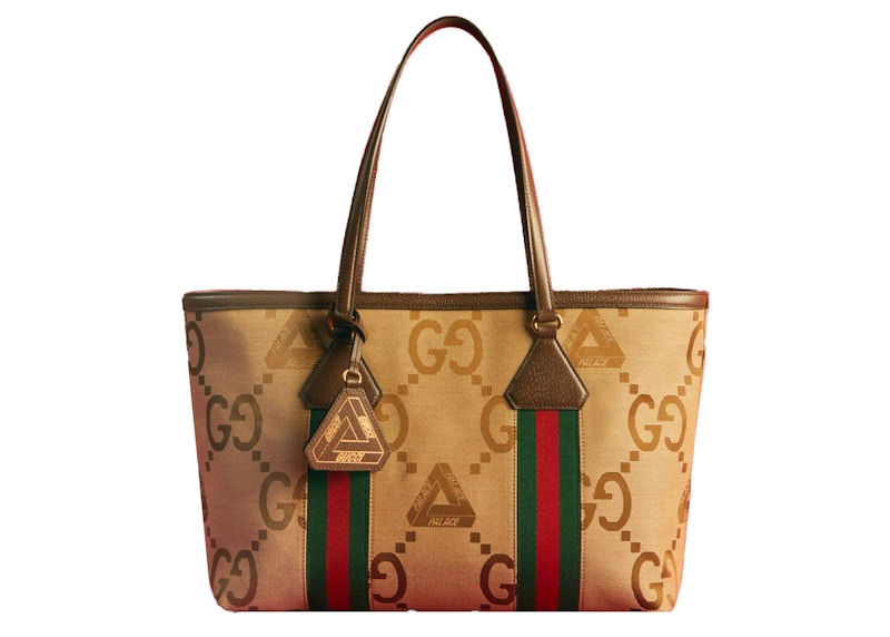 Palace x Gucci GG Jumbo Canvas Web Detail Tote Bag Beige