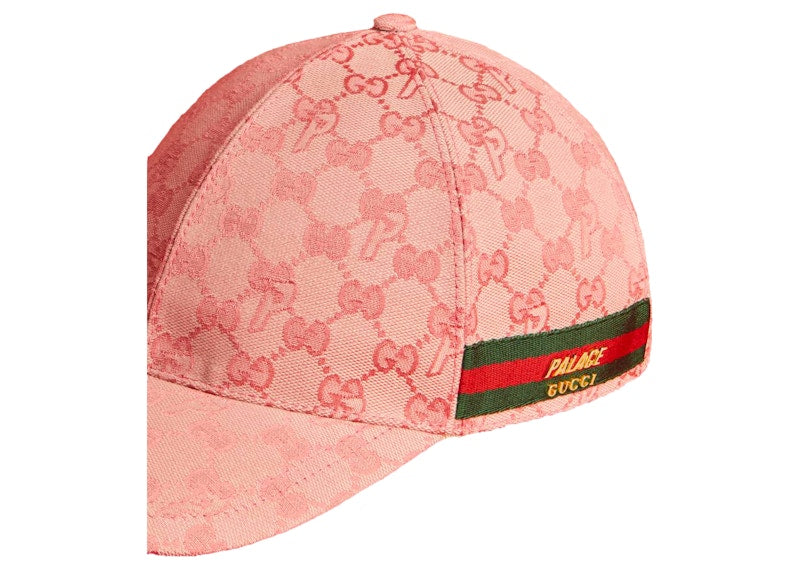 Palace x Gucci GG-P Canvas Baseball Hat Pale Pink