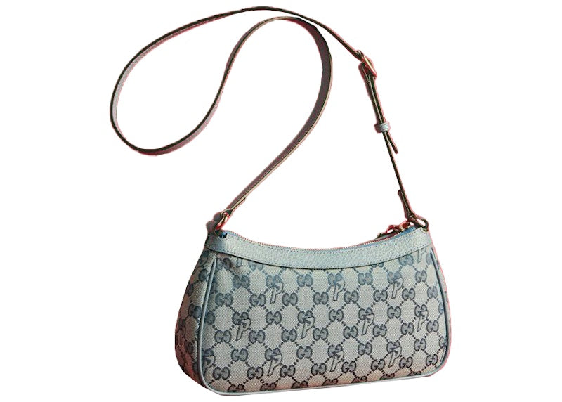 Palace x Gucci GG-P Canvas Half-Moon Mini Bag Pale Blue