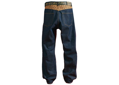 Palace x Gucci GG-P Pattern Baggy Jean Dark Blue Denim
