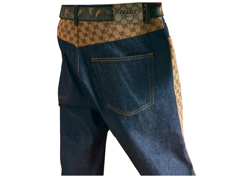 Palace x Gucci GG-P Pattern Baggy Jean Dark Blue Denim