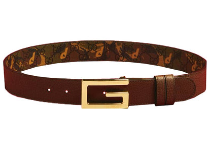 Palace x Gucci GG-P Supreme G Square Buckle Reversible Belt Camouflage/Brown