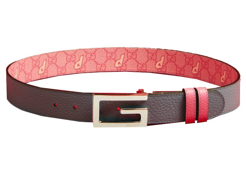 Palace x Gucci GG-P Supreme G Square Buckle Reversible Belt Pale Pink/Pale Blue