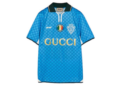 Palace x Gucci Printed All-Over GG Football Technical Jersey T-shirt Blue