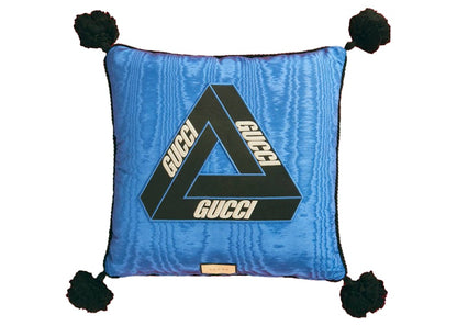 Palace x Gucci Printed Silk Patches Pillow Blue