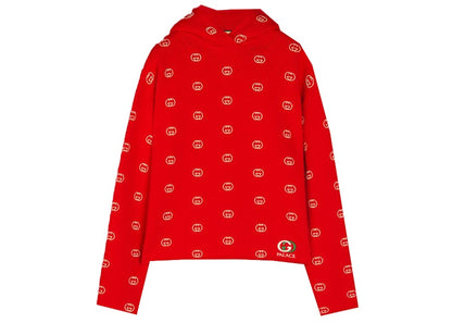 Palace x Gucci Wool Knit Strawberry With Studs And Crochet Detail Hoodie Red