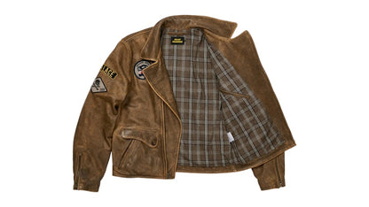 Palace x Neighborhood Biker Leather Jacket Brown