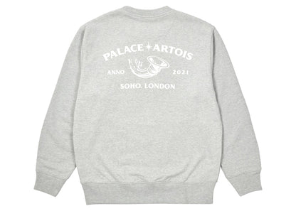 Palace x Stella Artois Cartouche Crew Grey Marl