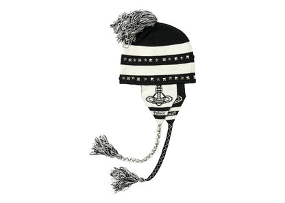 Palace x Vivienne Westwood Orb Knit Earflap Beanie Black/White