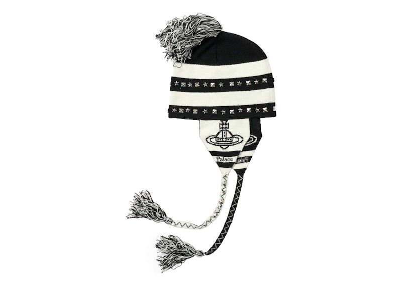 Palace x Vivienne Westwood Orb Knit Earflap Beanie Black/White