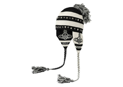 Palace x Vivienne Westwood Orb Knit Earflap Beanie Black/White