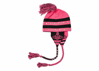 Palace x Vivienne Westwood Orb Knit Earflap Beanie Pink/Black
