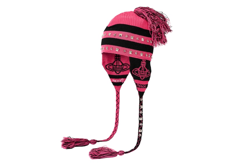 Palace x Vivienne Westwood Orb Knit Earflap Beanie Pink/Black