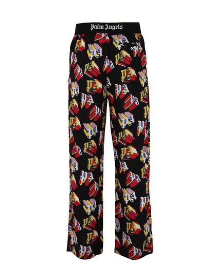 Palm Angels 3D Logo Print Straight-Leg Trousers Black/Red