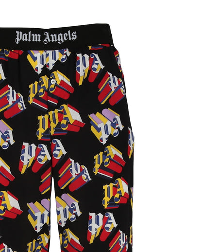 Palm Angels 3D Logo Print Straight-Leg Trousers Black/Red
