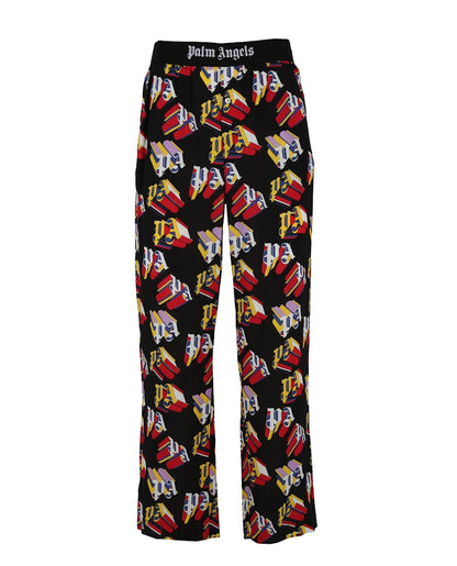 Palm Angels 3D Logo Print Straight-Leg Trousers Black/Red