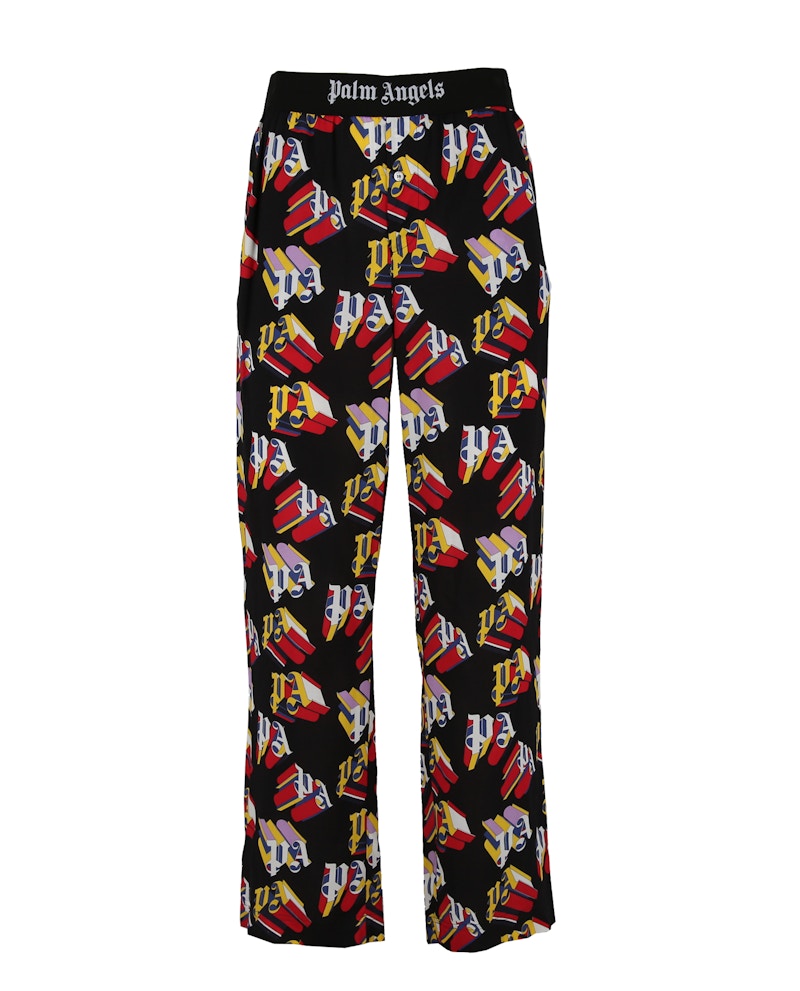 Palm Angels 3D Logo Print Straight-Leg Trousers Black/Red
