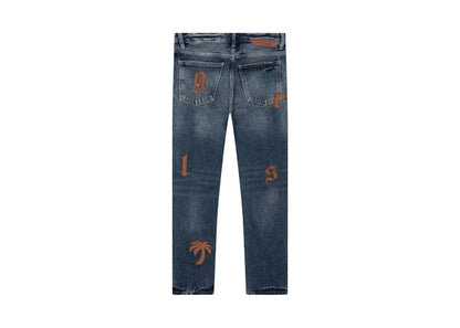 Palm Angels 5 Pocket Patch Straight Jeans Blue/Brown