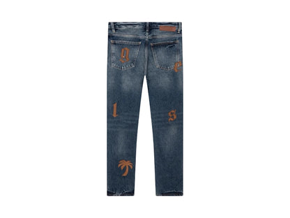 Palm Angels 5 Pocket Patch Straight Jeans Blue/Brown