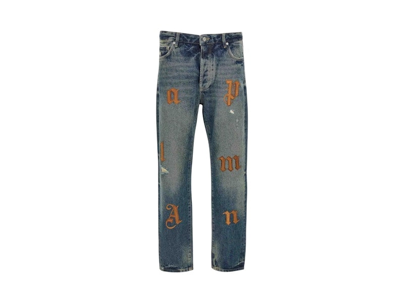 Palm Angels 5 Pocket Patch Straight Jeans Blue/Brown