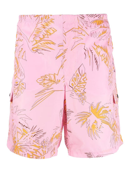 Palm Angels Abstract Palms Swim Shorts Pink/Gold
