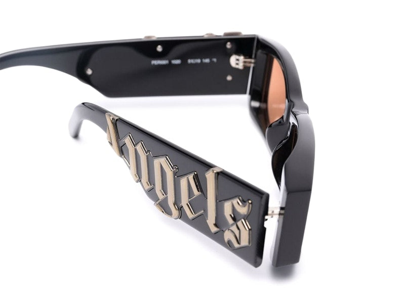 Palm Angels Angel Rectangle Frame Sunglasses Black Orange (PERI001Y21PLA0011020)
